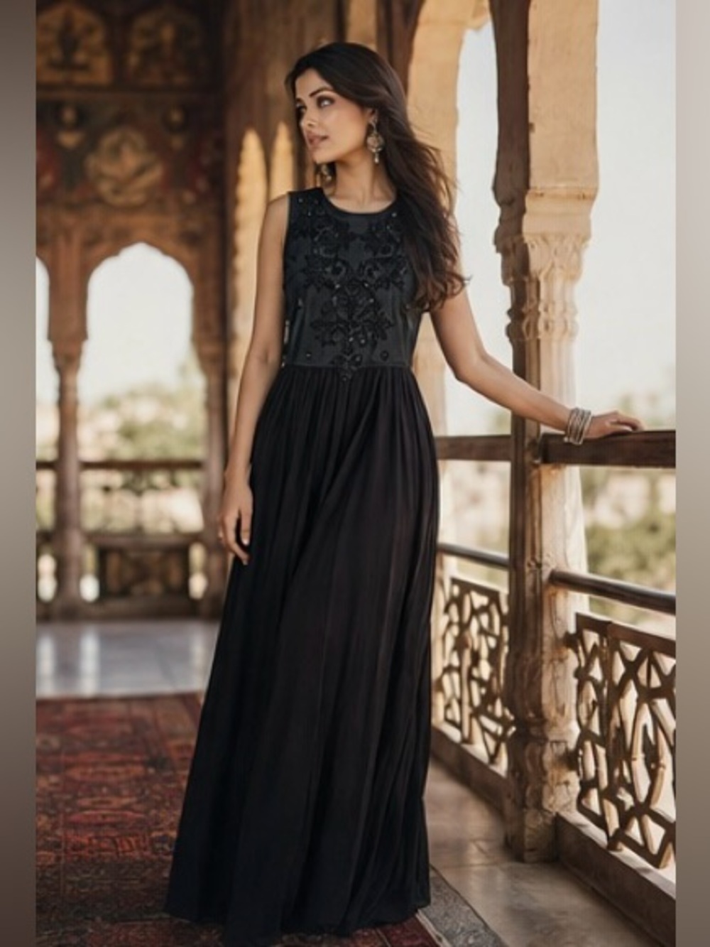 Ritu Kumar Indian Designer Persian Glitter Maxi Dress, fits small - Medium